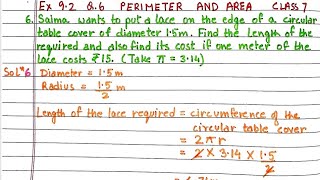 Q6 Ex 92 Perimeter and area Class 7 Maths Ex 92 Qno6 Perimeter and area Class 7 Maths new book [upl. by Ahtennek]