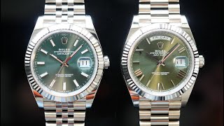 4K Rolex Datejust 41 Vs DayDate 40 DJ41 Mint Green vs DD40 Olive Green  Hafiz J Mehmood [upl. by Ewall]