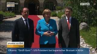 G7Gipfel in Elmau Auftakt mit Begrüßung der Teilnehmer durch Angela Merkel am 07062015 [upl. by Hsaniva]