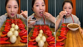 mukbang  Garlic chili eating show  too spicy [upl. by Anel440]