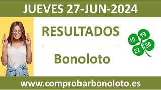 Resultado del sorteo Bonoloto del jueves 27 de junio de 2024 [upl. by Arline]