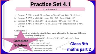 Practice set 41 Class 9th Maths part 2  Geometrical Construction practice set 41 Class 9 [upl. by Gord306]