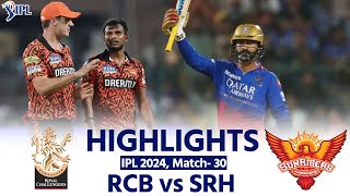 RCB vs SRH IPL 2024 Highlights Royal Challengers Bengaluru vs Sunrisers Hyderabad Match Highlights [upl. by Lsiel]