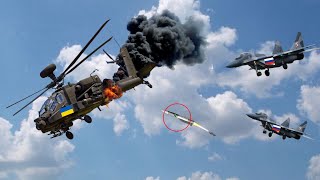 Terrifying Moment 17 Ukrainian AH64 Helicopters Destroyed by 3 Russian MG29 Pilots [upl. by Toddie]