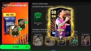 Thrilling TOTS Messi Pack Opening  Packed 99 Zidane FC Mobile 24 [upl. by Narmis233]