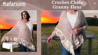 Droitiers Crochet châle Granny Fleurs [upl. by Sheply]