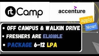 Accenture Recruitment 2024  rtCamp amp Accenture Job Updates Apply Now [upl. by Nim71]