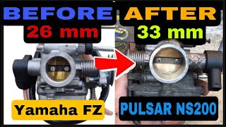 Pulsar NS200 Carburetor Fitting in Yamaha FZ  33mm Carburetor in Yamaha FZ16  Mods Part 1 [upl. by Moselle]