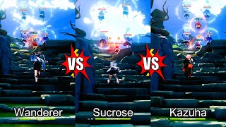 Wanderer vs Kazuha vs Sucrose Who is the best Shield Breaker Gameplay Comparison [upl. by Arahas79]