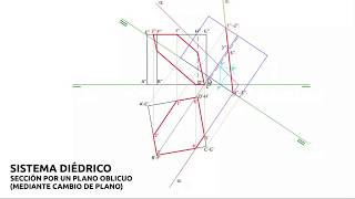 03 Sección de hexaedro por plano oblicuo mediante cambio de plano [upl. by Laidlaw]