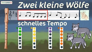 Zwei kleine Wölfe Noten  Blockflöte deutsche Griffweise  Zwei kleine Wölfe Noten  Blockflöte [upl. by Erminia585]