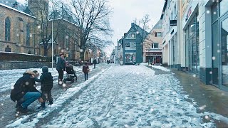 4K Snowy Day Walk in Ghost Town Ratingen Germany  Snow Walking Nature and City 2021 [upl. by Eive]