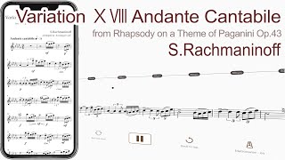 Variation ⅩⅧ Andante Cantabile  SRachmaninoff【 Violin Sheet Music 】 [upl. by Hnoj]