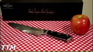 Kitchen Emperor Damascus Steel Chefs Knife Review [upl. by Eniortna812]