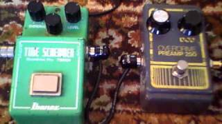 Vintage Ibanez Tube Screamer TS808 and vintage grey DOD 250 Preamp [upl. by Rauscher815]