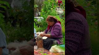 70YearOld Grandma Making Sheep Wool Yarn🧶wool grandma sheep yarn old threads [upl. by Rondi614]