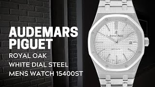 Audemars Piguet Royal Oak White Dial Steel Mens Watch 15400ST Review  SwissWatchExpo [upl. by Namharludba]