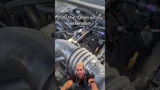 To the belly pan you go 10mm lol meme mechanics technician lost10mm techproblems sockets [upl. by Lister334]