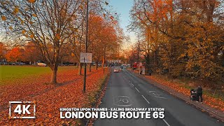 London Bus Ride in Autumn Golden Hour  Upper Deck POV on Route 65 from Kingston to Ealing Broadway [upl. by Nick680]