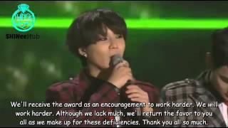 SHINee 2013 MelOn Music Awards Artist Of The Year Speech Eng Sub [upl. by Nomolas41]