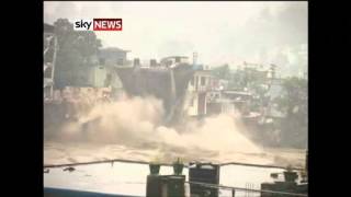 Uttarakhand India Flood Deaths As Homes Fall Into River [upl. by Okire]