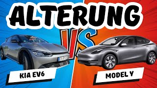 Duell Tesla Model Y vs Kia EV6 Reichweitenverlust nach 46000km Wie viel Reichweite verlieren sie [upl. by Gilberte]