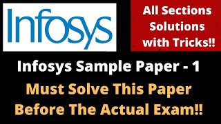 Infosys Sample Paper  1  All Sections Solved With Easy Solutions 🔥🔥 [upl. by Mesics114]