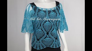 Blusa Crochet Piñas en Círculo paso a paso cc [upl. by Auqeenahs927]