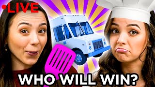 Merrell Twins HILARIOUS FOOD CHALLENGES  Food Truck Fanatics  AwesomenessTV [upl. by Lilllie]