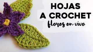 CÓMO TEJER HOJAS A CROCHET Tutorial paso a paso de hojas de flores a crochet  Ahuyama Crochet [upl. by Noemi]