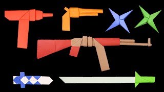 05 Easy Origami Ninja StarSwordKnifeGun  How to make [upl. by Hplodnar]