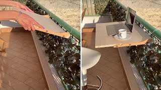 Come realizzare un tavolino da balcone con una tavola di legno e due grucce 😲😍 [upl. by Neema40]