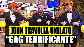 SANREMO 2024 JOHN TRAVOLTA UMILIATO CON IL BALLO DEL QUA QUA FIORELLO quotGAG TERRIFICANTEquot [upl. by Refinnej]