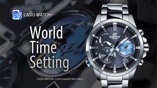 CASIO EQB600 World Time Setting [upl. by Ennaed]