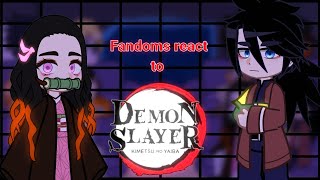 Anime CharactersFandoms react to each other P1Demon slayerGiyuu ampNezuko1st videoGCRV [upl. by Clarey]