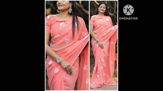 Soft Georgette Silk saree Along With Designer Thread Work Stitched Work BlouseBlouse [upl. by Sunev]