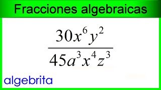 Simplificación de fracciones algebraicas cuyos términos son monomios 454 [upl. by Nnayt566]