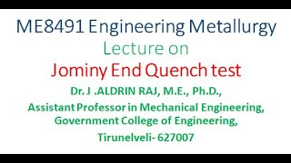 Jominy End Quench Test to determine Hardenability [upl. by Aicatsal]