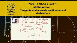 NCERT  CBSE Class 12 Mathematics  Tangents and normals applications of derivatives [upl. by Adok]