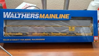 REVIEW HO SCALE WALTHERS MAINLINE 89 BILEVEL SHIELDED AUTORACK [upl. by Quillan807]