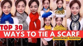 The 30 stylish ways to tie a scarf in 2024 Easy scarf styles for girls Part01 scarfwearing [upl. by Vig]