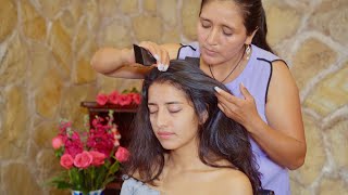 Esperanzas soft whispering ASMR massage and hair combing with nails for tingles and triggers 🥰 [upl. by Down]