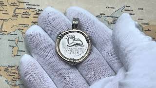 74 BC Roman Genius Riding Dolphin and Neptune God of the Sea Denarius Coin in Gold Necklace [upl. by Mall]