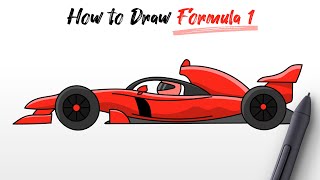 How to Draw Race Car Formula 1 one easy Step By Step [upl. by Anayk]