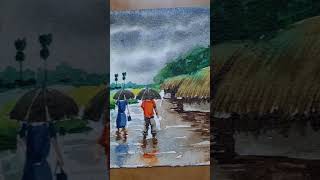 Rainy Season drawing trending shorts viralvideo drawwithraman [upl. by Terrej]