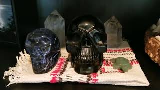 Sodalite and Obsidian Crystal Skulls Healing Altar [upl. by Gosser781]