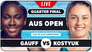 GAUFF vs KOSTYUK • Australian Open 2024 QF • LIVE Tennis PlaybyPlay Stream [upl. by Albion]