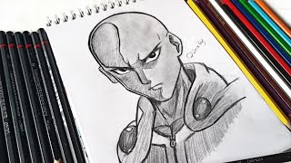 how to draw Saitama 😉one punch manpainting sketch onepunchman [upl. by Tindall875]