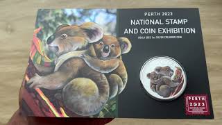 Perth 2023 National Stamp and Coin Exhibition Koala 2023 1oz Silver Coloured Coin In Card [upl. by Akiaki]