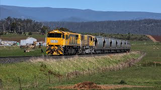 TasRail 2053 2054 46 Coal train crossing Bengeo Road [upl. by Sigvard]